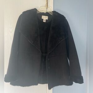 Black Faux Fur Coat WHBM